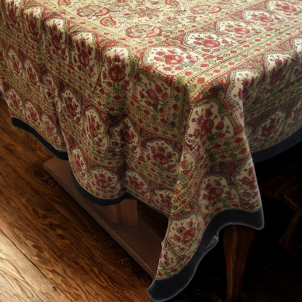 インド綿 マルチカバー ブロックプリント ソファカバー テーブルクロス ベッドカバー カーテン マルチクロス エスニック [3]