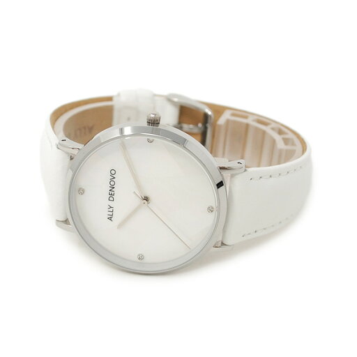 ALLY DENOVO 腕時計 AF5003.6 メンズ レディース ユニセックス シルバー/ホワイト レザー アリーデノヴォ GAIA PEARL 正規品 【送料無料(※北海道・沖縄は配送不可)】