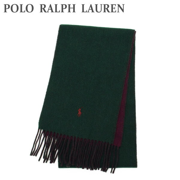 2021秋冬 ポロ ラルフローレン マフラー PC0455-302 グリーン/ワイン リバーシブル メンズ レディース POLO RALPH LAUREN【送料無料（※北海道・沖縄は配送不可）】