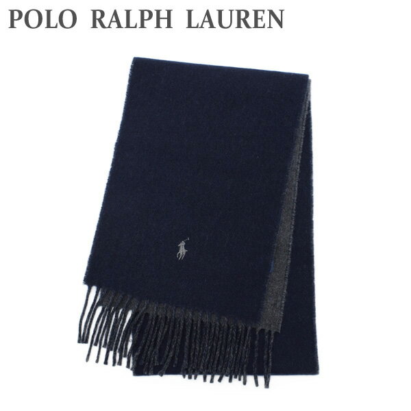 2021秋冬 ポロ ラルフローレン マフラー PC0455-411 ネイビー/チャコール リバーシブル メンズ レディース POLO RALPH LAUREN【送料無料（※北海道・沖縄は配送不可）】