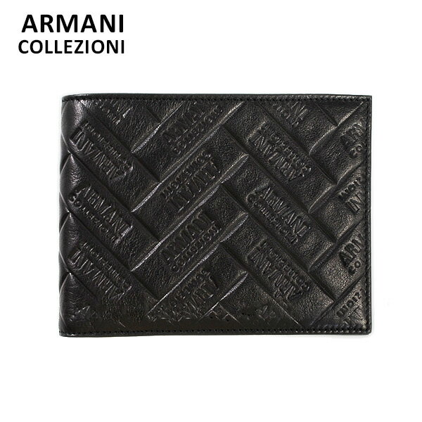 アルマーニ アルマーニ 財布 ARMANI COLLEZIONI YAM007 YCE85 80001 二つ折り BLACK メンズ コレッツォーニ レザー 【送料無料（