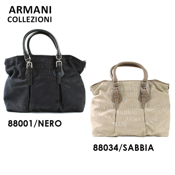 ARMANI COLLEZIONI バッグ アルマーニ コレッツォーニ トートバッグ YAW228 YD258 ロゴグラム 88001 NERO 黒 ブラック 88034 SABBIA ベージュ レザー ポリエステル レディース ハンドバッグ 【送料無料（※北海道・沖縄は配送不可）】