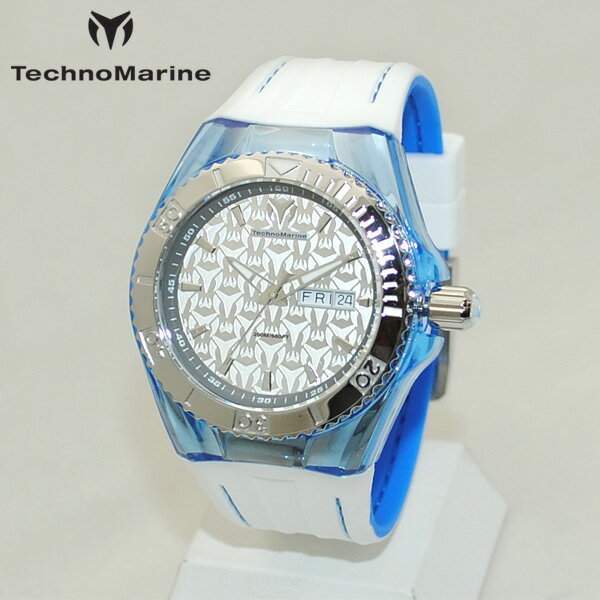 テクノマリーン TechnoMarine テクノマリーン 腕時計 TM115154 CRUISE MONOGRAM シルバー/ホワイト/ブルー ラバー ウォッチ テクノマリン 時計 【送料無料（※北海道・沖縄は配送不可）】