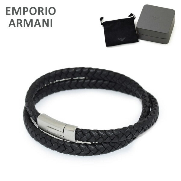 エンポリオアルマーニ ブレスレット メンズ エンポリオ アルマーニ ブレスレット EGS2176040 シルバー/ブラック レザー EMPORIO ARMANI アクセサリー メンズ 【送料無料（※北海道・沖縄は配送不可）】