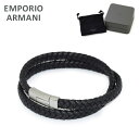 エンポリオ アルマーニ ブレスレット EGS2176040 シルバー/ブラック レザー EMPORIO ARMANI アクセサリー メンズ 