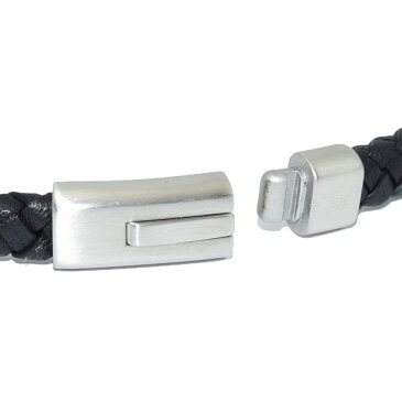 エンポリオ アルマーニ ブレスレット EGS2176040 シルバー/ブラック レザー EMPORIO ARMANI アクセサリー メンズ 【送料無料(※北海道・沖縄は1,000円)】