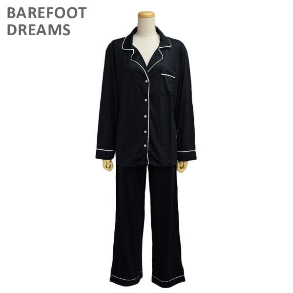 ベアフットドリームズ パジャマ レディース ベアフットドリームス パジャマ B186-512 BLACK/PEARL Luxe Milk Jersey Piped Pajama Set レディース BAREFOOT DREAMS 【送料無料（※北海道・沖縄は配送不可）】