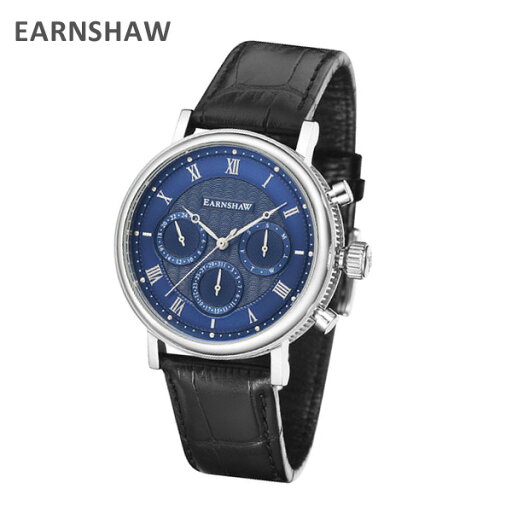EARNSHAW アーンショウ 時計 腕時計 ES-8103-01 レザー ブラック/シルバー/ブルー メンズ ウォッチ クォーツ 【送料無料(※北海道・沖縄は配送不可)】 EARNSHAW アーンショウ 時計 腕時計 ES-8103-01 レザー ブラック/シルバー/ブルー メンズ ウォッチ クォーツ 【送料無料(※北海道・沖縄は配送不可)】