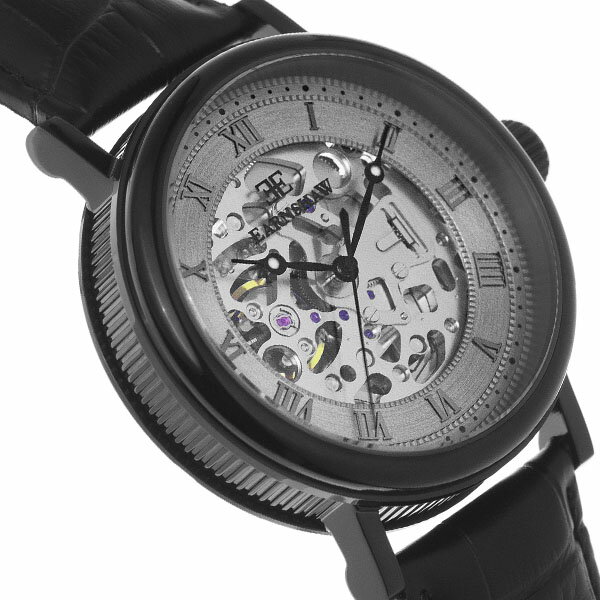 EARNSHAW アーンショウ 時計 腕時計 ES-8806-04 レザー ブラック/ブラック メンズ ウォッチ 自動巻き【送料無料（※北海道・沖縄は配送不可）】