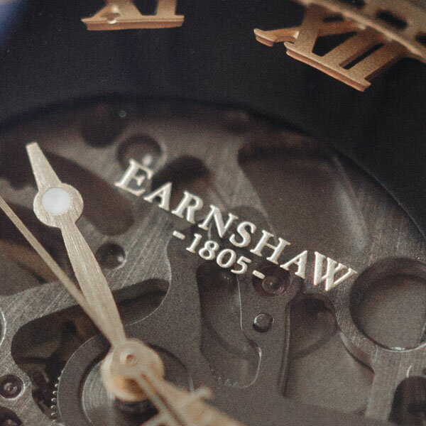 EARNSHAW アーンショウ 時計 腕時計 ES-8808-03 レザー ブラック/ブラック/ゴールド メンズ ウォッチ 自動巻き【送料無料（※北海道・沖縄は配送不可）】