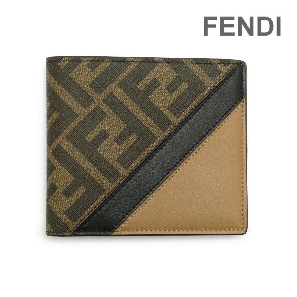 フェンディ 二つ折り財布 7M0169-AJF8-F1EGA FF ブラウン メンズ ウォレット FENDI Diagonal Bi-Fold Wallet【送料無料（※北海道・沖縄は配送不可）】