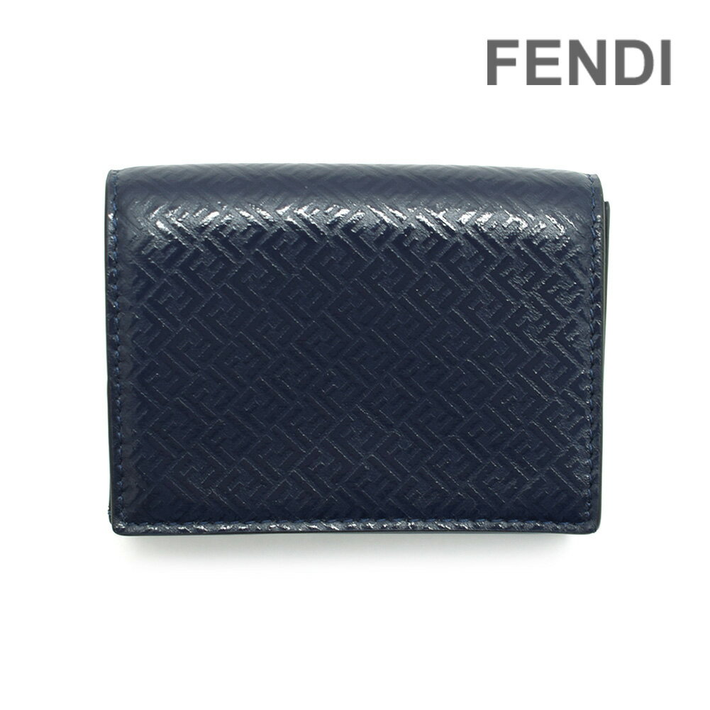 フェンディ 財布（メンズ） フェンディ 三つ折り財布 7M0280-AGLP-F18YJ ネイビー メンズ レディース FENDI MICRO FF WALLET【送料無料（※北海道・沖縄は配送不可）】