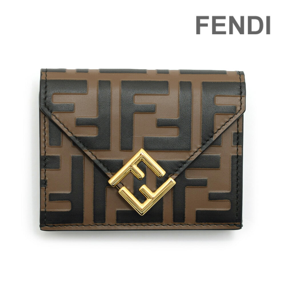 フェンディ 三つ折り財布 8M0480-ADYM-F13VK ブラウン レディース ミニ財布 FENDI FF【送料無料（※北海道 沖縄は配送不可）】