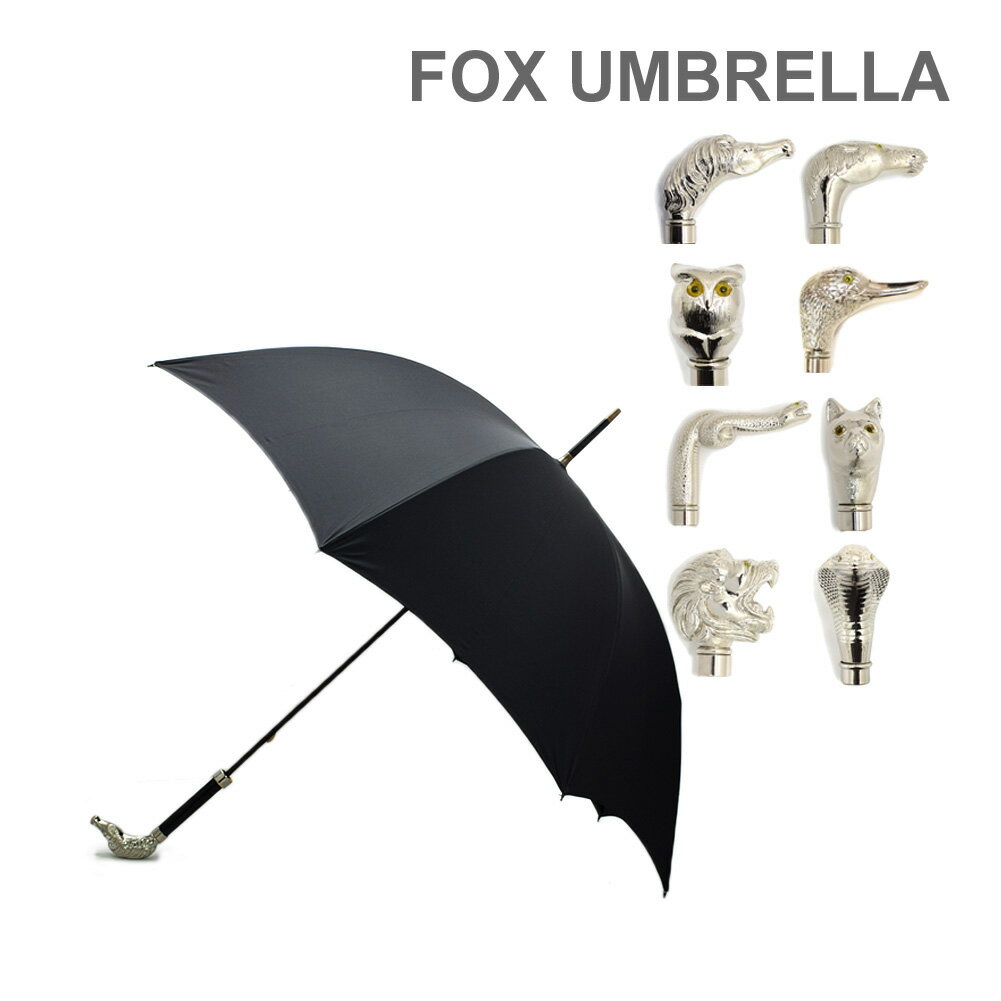 FOX UMBRELLAS フォックスアンブレラ 長傘 GT29 Nickel Animal Head ブラック ネイビー 雨具 ブランド傘 メンズ 【送料無料（※北海道・沖縄は配送不可）】