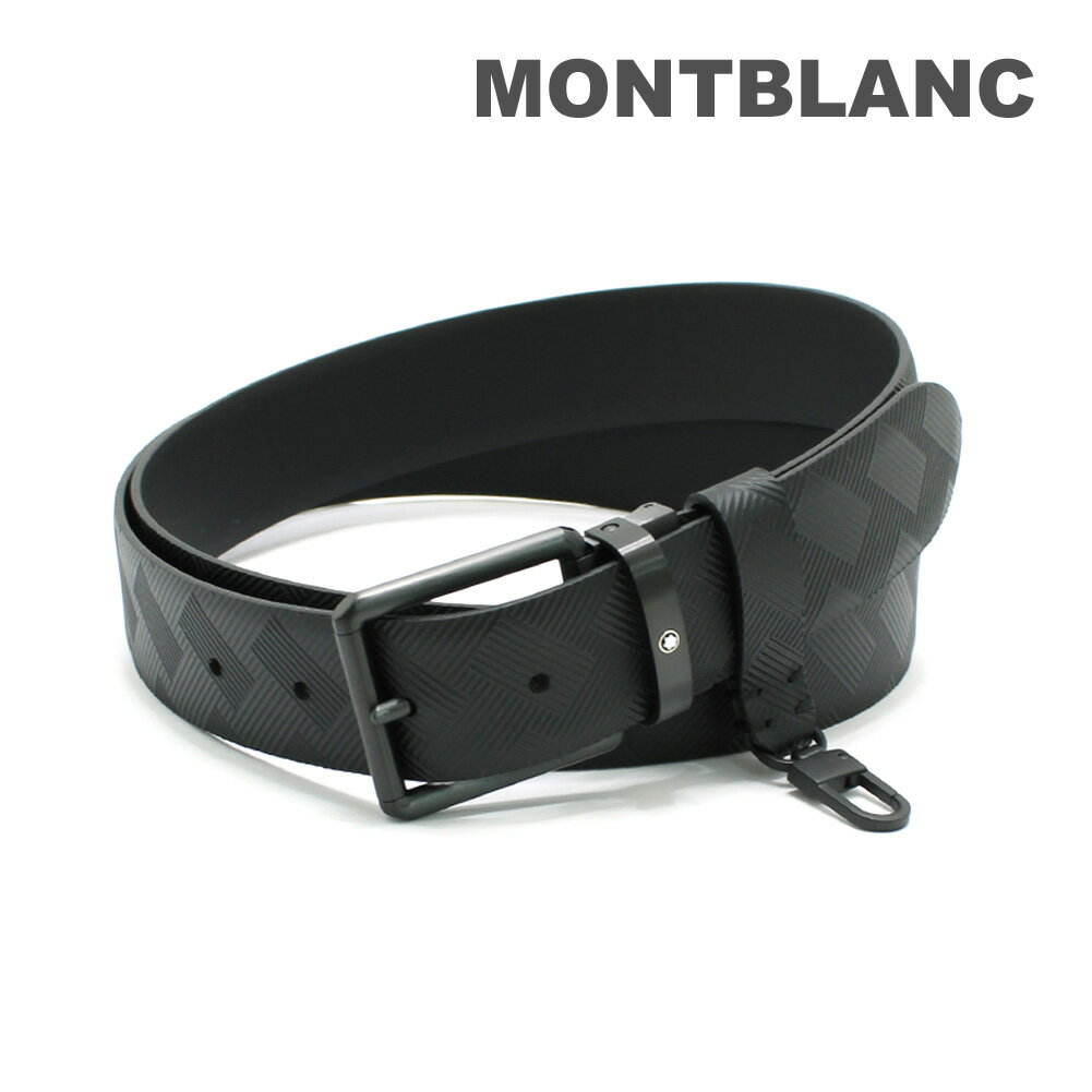 モンブラン メンズ ベルト MB131183 プリント ブラック/プレーン ブラック リバーシブル レザーベルト 35mm MONTBLANC【送料無料(※北海道・沖縄は配送不可)】