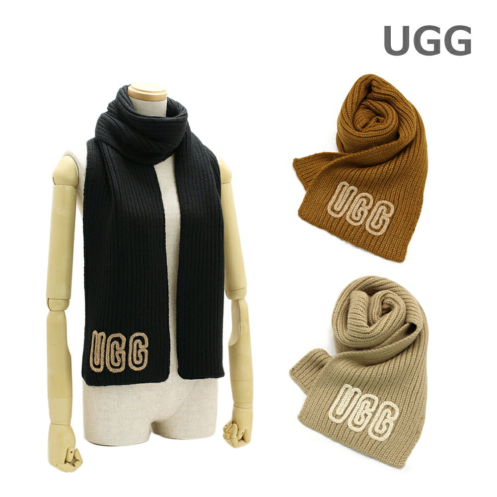 乐天商城 - UGG アグ マフラー W Chunky Crafted Rib Scarf 102787 ブラック/ブラウン/ベージュ レディース スカーフ【送料無料（※北海道・沖縄は配送不可）】