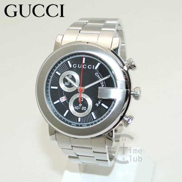 付属品なし GUCCI（グッチ） 時計 腕時計 YA101309 Gラウンド クロノグラフ シルバー/ブラック メンズ ブレス 【送料無料（※北海道・沖縄は1,000円）】