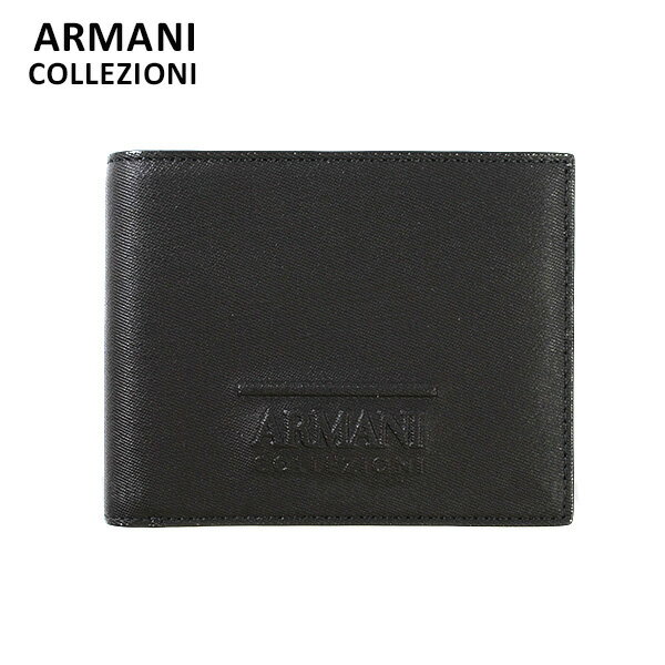 アルマーニ アルマーニ 財布 ARMANI COLLEZIONI YAM007 YCF64 80001 二つ折り BLACK 黒 メンズ コレッツォーニ PORTAFOGLIO VIT.STAMPATI レザー 【送料無料（※北海道・沖縄は1,000円）】