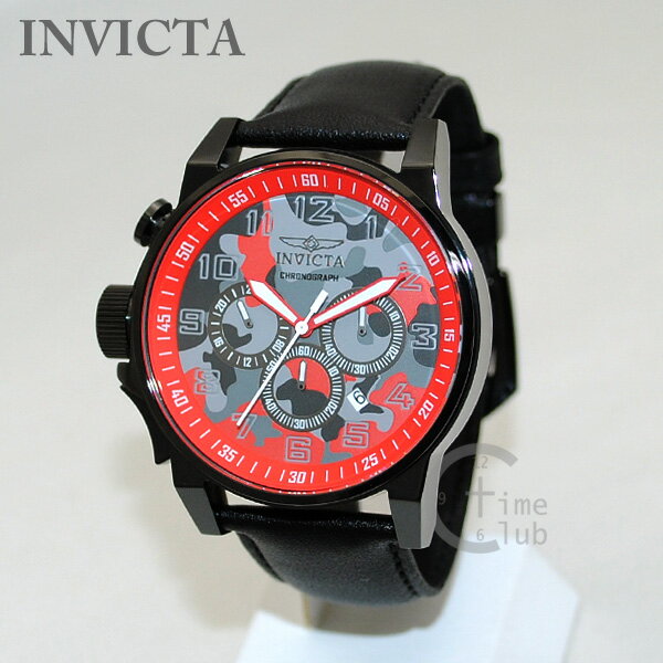 インビクタ 腕時計 INVICTA 時計 20543 I-Force フォース クロノグラフ ブラック/レッド 迷彩 カモ カモフラージュ レザー メンズ インヴィクタ 