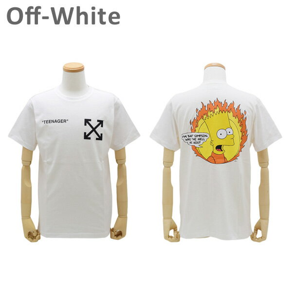 在庫処分 オフホワイト Tシャツ ザ・シンプソンズ ホワイト FLAMED BART S/S SLIM TEE OMAA027 S19-1850350188 Off-White 
