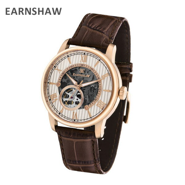 EARNSHAW アーンショウ 時計 腕時計 ES-8802-04 レザー ブラウン/ピンクゴールド メンズ ウォッチ 自動巻き【送料無料(※北海道・沖縄は1,000円)】