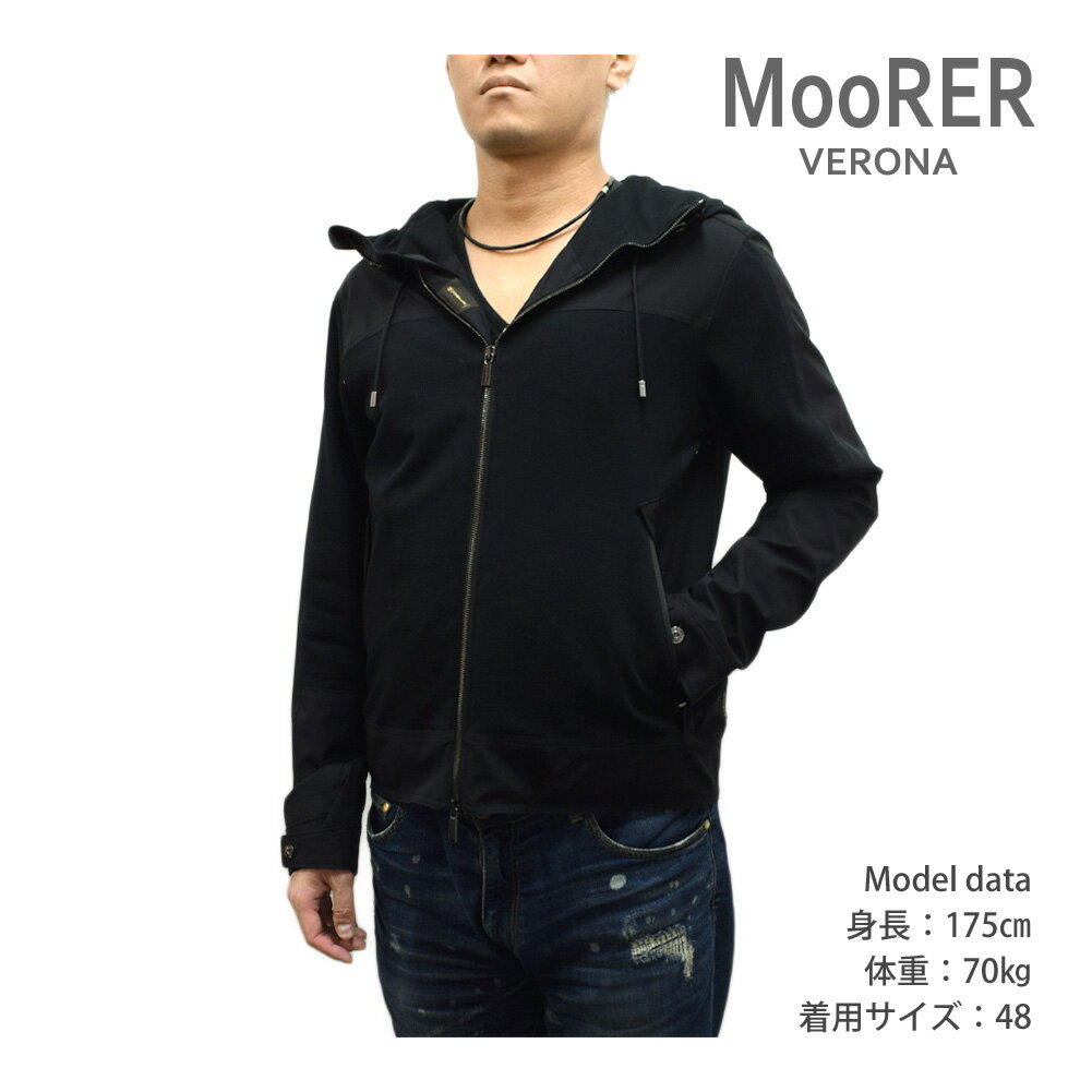 23SS ムーレー パーカー メンズ ISOZAKI-KNF NERO ブラック ボンバージャケット スウェット フード MOORER 