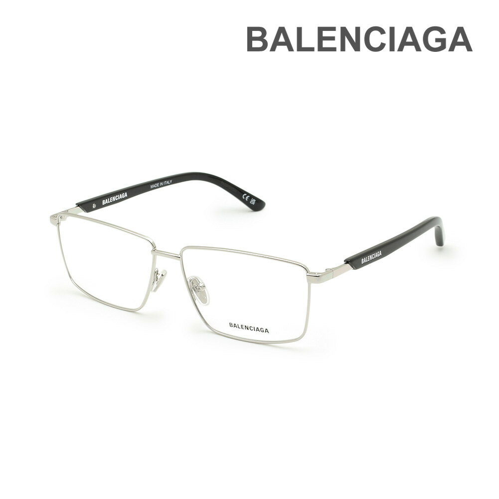 バレンシアガ メガネ 眼鏡 フレーム のみ BB0247O-001 シルバー ノーズパッド メンズ BALENCIAGA