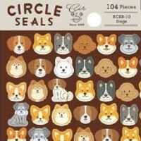 乐天商城 - リュリュ サークルシール ベーシック イヌ いぬフェイス 104枚入り シール 犬 ドッグ 柴犬 コーギー ハスキー プードル パグ サークルシール 丸型 かわいい アニマル ごほうびシール /