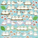リュリュ サークルシール ベーシック シマエナガ / シール ふわふわ 96枚入り 鳥 ふわふわ かわいい 小鳥 北国 雪 癒し系 ナチュラル 丸型