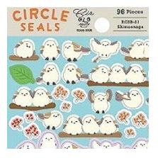 リュリュ サークルシール ベーシック シマエナガ / シール ふわふわ 96枚入り 鳥 ふわふわ かわいい 小鳥 北国 雪 癒し系 ナチュラル 丸型 timekeeper-10061890 手帳のタイムキーパー サンプル画像3
