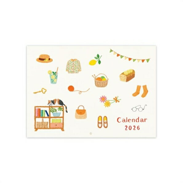 RYURYU リュリュ 2026年1月始まり カレンダー H182×W257 壁掛け ステッチ カレンダー キャラクター デザイン おしゃれ 大人かわいい シンプル スケジュール帳 手帳のタイムキーパー