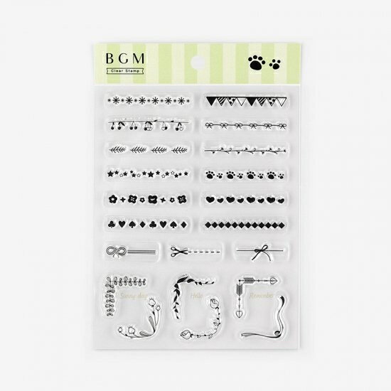 BGM ビージーエム スタンプ ・ クリアスタンプ 飾り線 スタンプ台 インク かわいい キャラクター 手帳 イラスト 6mm 5個 3個 ごほうびスタンプ　事務　先生 スケジュール帳 手帳のタイムキーパー