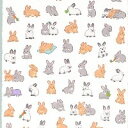 マインドウェイブ プチフワステッカー 81875 ウサギ / Puchifuwa プチふわシール うさぎいっぱい ほんわかアニマルステッカー