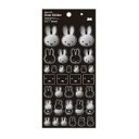 スクエア miffy クリアステッカー 黒 / ミッフィー シール ステッカー うさぎ モノトーン 白黒 かわいい シンプル 大人女子 手帳デコ スマホデコ