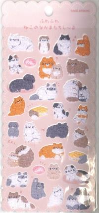 フワフワ ネコノナカマタチ シール / チョウモウ /