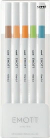 MITSUBISI 三菱鉛筆 筆記具 EMOTT エモット 5色セット No.6 ネイチャーカラー 0.4mm uni ユニ カラーペン セット 8色 水性サインペン 手帳 デコ スケジュール帳 手帳のタイムキーパー
