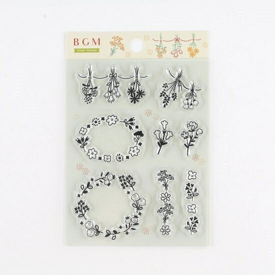 BGM ビージーエム スタンプ ・ クリアスタンプ 記録 フラワー 花 スタンプ台 インク かわいい キャラクター 手帳 イラスト 6mm 5個 3個 ごほうびスタンプ　事務　先生 スケジュール帳 手帳のタイムキーパー