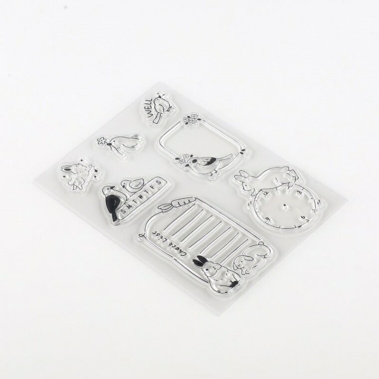 手帳のタイムキーパーのBGM ビージーエム スタンプ ・ クリアスタンプ 記録 森の動物 スタンプ台 インク かわいい キャラクター 手帳 イラスト 6mm 5個 3個 ごほうびスタンプ　事務　先生 スケジュール帳 手帳のタイムキーパー｜アングル2