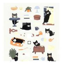 スワテリエステッカー cats catch! | 黒猫 ステッカー キャット かわいい 癒し系 デコレーション 猫グッズ timekeeper-10062788 手帳のタイムキーパー サンプル画像2