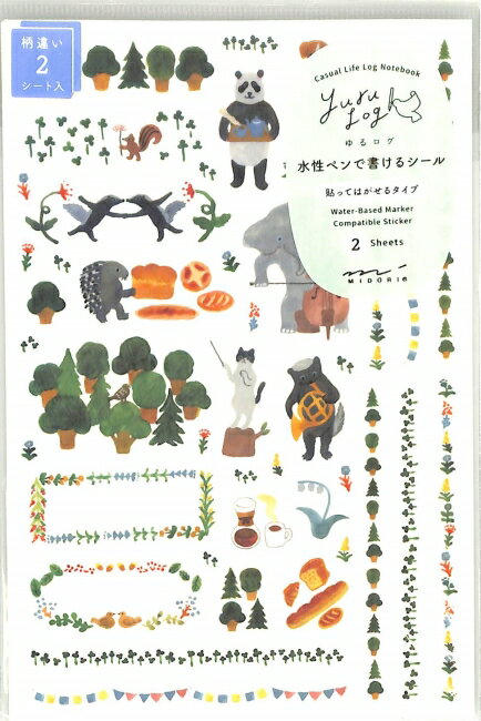 乐天商城 - デザインフィル・ミドリ シール ユルログ 2マイイリ モリノドウブツガラ ハッテ ハガセル モリ ドウブツ /