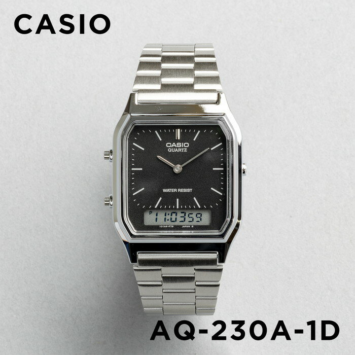 【並行輸入品】【10年保証】【日本未発売】CASIO STANDARD カシオ スタンダード AQ-230A-1DMQ 腕時計 時計 ブランド メンズ レディース キッズ 子供 チープカシオ チプカシ アナデジ 日付 シルバー ブラック 黒 メタル 海外モデル 送料無料