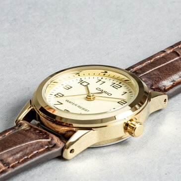 【並行輸入品】【10年保証】CASIO STANDARD ANALOGUE LADYS カシオ スタンダード アナログ レディース LTP-V001GL-9B 腕時計 キッズ 子供用 女の子 チープカシオ チプカシ プチプラ ゴールド 金 ブラウン 茶 レザー 革ベルト