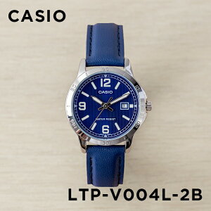 【並行輸入品】【10年保証】【日本未発売】CASIO STANDARD カシオ スタンダード LTP-V004L-2B 腕時計 時計 ブランド レディース キッズ 子供 チープカシオ チプカシ アナログ 日付 ネイビー シルバー レザー 海外モデル 送料無料