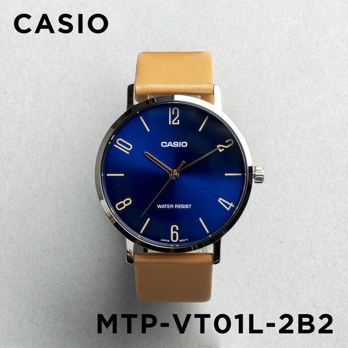 【10%OFF】【並行輸入品】【10年保証】【日本未発売】CASIO STANDARD カシオ スタンダード MTP-VT01L-2B2 腕時計 時計 ブランド メンズ レディース キッズ 子供 チープカシオ チプカシ アナログ ネイビー ブラウン 茶 レザー 海外モデル 送料無料