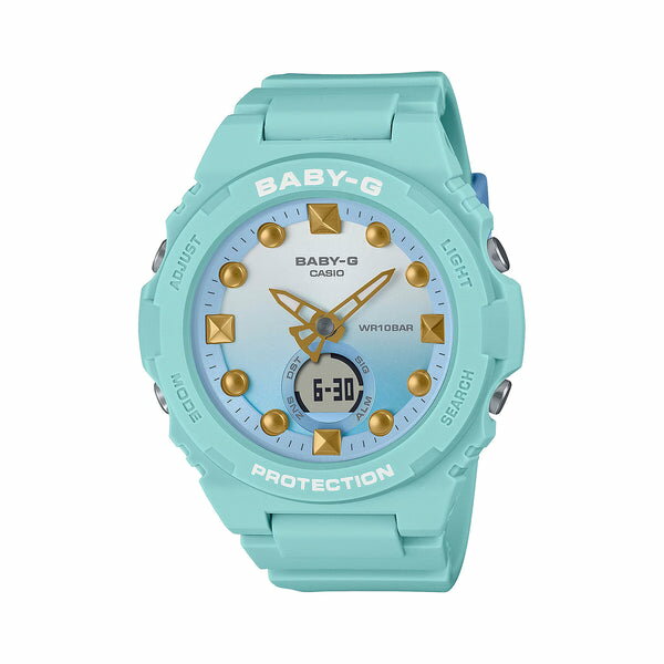 カシオ Baby-G 腕時計（メンズ） 【並行輸入品】【10年保証】CASIO BABY-G カシオ ベビーG BGA-320-3A 腕時計 時計 ブランド レディース キッズ 子供 女の子 アナデジ 日付 カレンダー 防水 ブルー 青 ゴールド 金 かわいい 送料無料