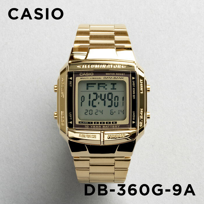 【並行輸入品】【10年保証】CASIO カシオ データバンク DB-360G-9A 腕時計 メンズ レディース キッズ 子供 男の子 女の子 デジタル ゴールド 金 ブラック 黒 送料無料