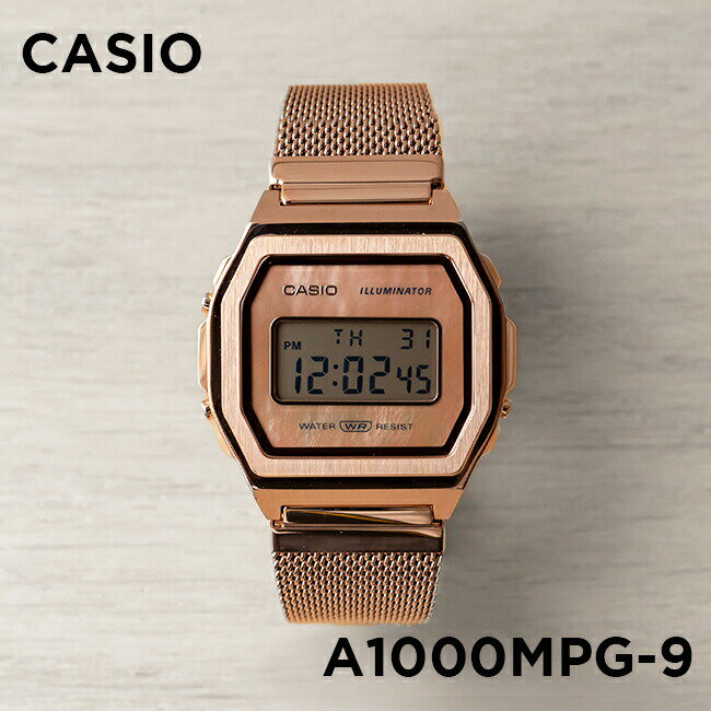 【並行輸入品】【10年保証】【日本未発売】CASIO カシオ スタンダード A1000MPG-9 腕時計 時計 ブランド メンズ レディース キッズ 子供 男の子 女の子 チープカシオ チプカシ デジタル 日付 カレンダー ローズゴールド メッシュ 海外モデル 送料無料