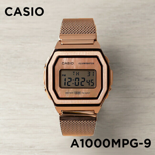 【並行輸入品】【訳あり】【箱なし】【日本未発売】CASIO STANDARD カシオ スタンダード A1000MPG-9 腕時計 時計 ブランド メンズ レディース キッズ 男の子 チープカシオ チプカシ デジタル 日付 ローズゴールド メッシュ 海外モデル 送料無料