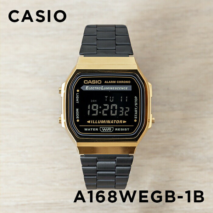 【並行輸入品】【10年保証】【日本未発売】CASIO カシオ スタンダード A168WEGB-1B 腕時計 メンズ レディース キッズ 子供 男の子 女の子 チープカシオ チプカシ デジタル 日付 ゴールド 金 ブラック 黒 海外モデル 送料無料