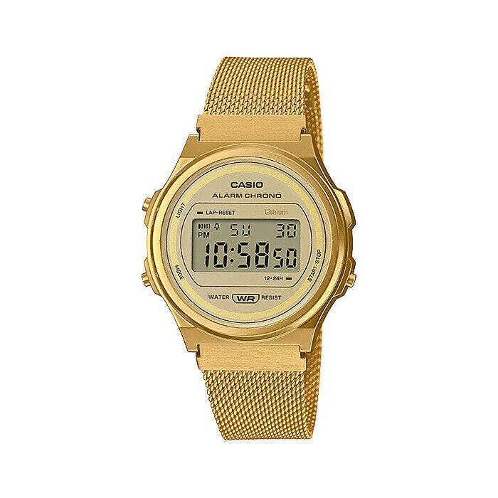 【並行輸入品】【10年保証】【日本未発売】CASIO カシオ スタンダード A171WEMG-9A 腕時計 時計 ブランド メンズ レディース キッズ 子供 男の子 女の子 チープカシオ チプカシ デジタル 日付 カレンダー 防水 ゴールド 金 メッシュ 海外モデル 送料無料
